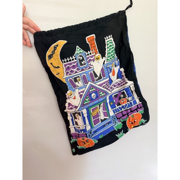 Handmade Other - Vintage Handmade Halloween Trick or Treat Candy Bag Cloth Fabric 90s Ghost House
